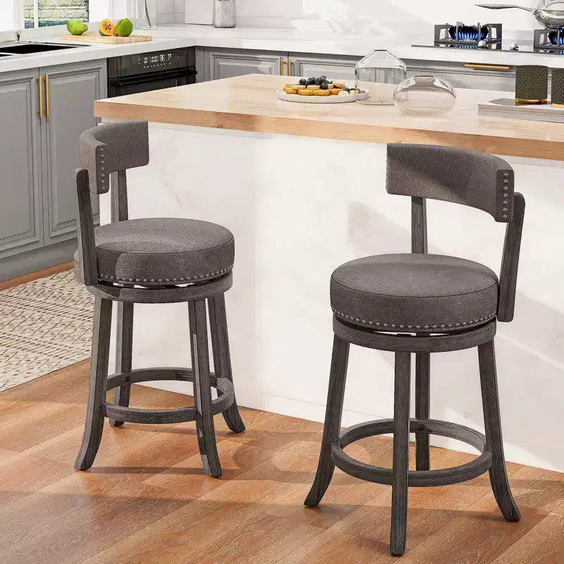 Costway Set di 2 sedie da bancone da 26" con schienale girevole a 360° e seduta imbottita