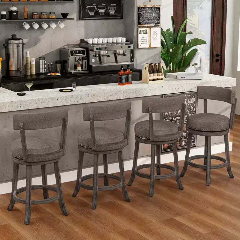 Costway Set di 2 sedie da bancone da 26" con schienale girevole a 360° e seduta imbottita