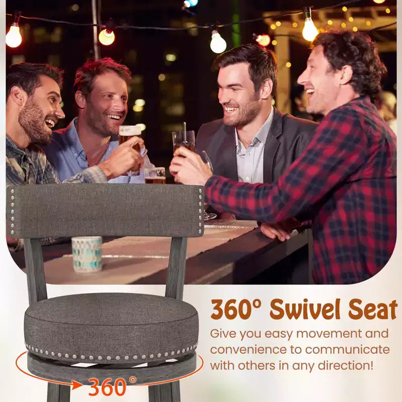 Costway Set di 2 sedie da bancone da 26" con schienale girevole a 360° e seduta imbottita