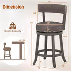 Costway Set di 2 sedie da bancone da 26" con schienale girevole a 360° e seduta imbottita