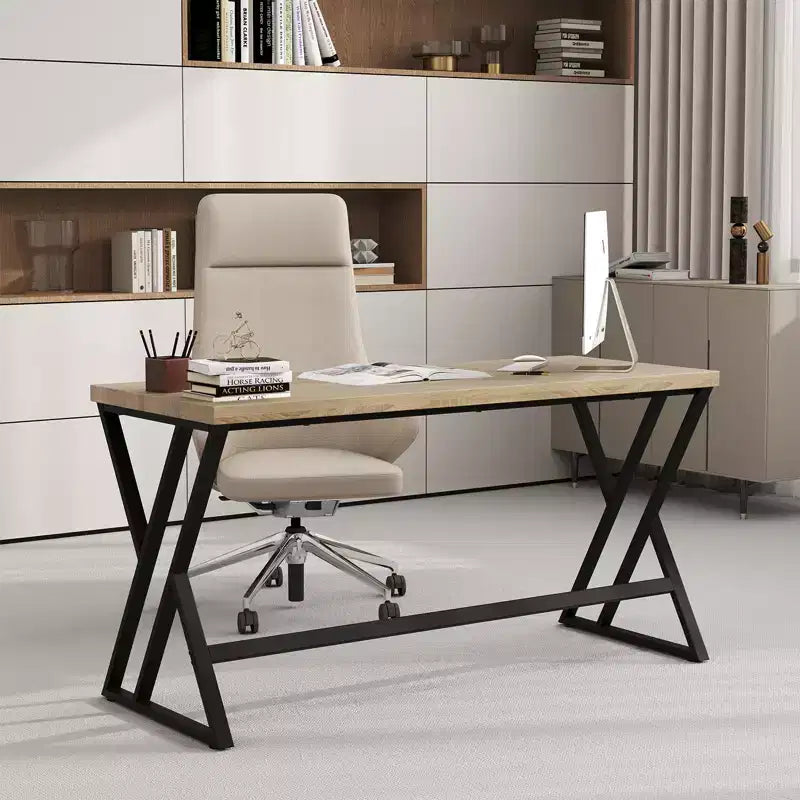 Costway 59 Scrivania per Computer Grande Scrivania Industriale per Ufficio Domestico con Robusto Telaio in Metallo