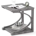 Costway 24 Side End Table w/ Storage Shelf & Rubber Wood Frame for Small Space