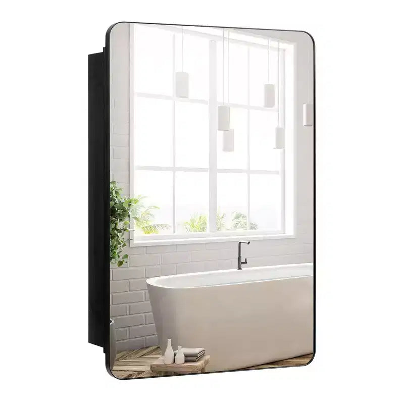 Costway 20 x30 Inch Bathroom Mirror Cabinet w/ Aluminum Frame Adjustable Shelves