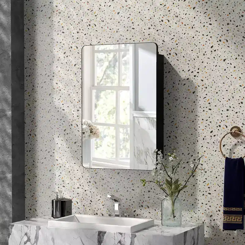 Costway Armadietto a Specchio da Bagno 20 x 30 Pollici con Cornice in Alluminio e Ripiani Regolabili