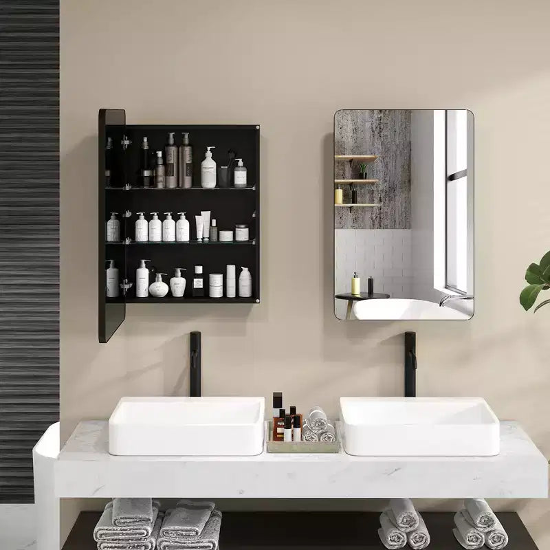 Costway Armadietto a Specchio da Bagno 20 x 30 Pollici con Cornice in Alluminio e Ripiani Regolabili