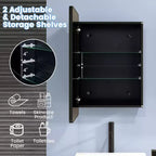 Costway Armadietto a Specchio da Bagno 20 x 30 Pollici con Cornice in Alluminio e Ripiani Regolabili