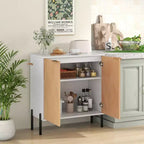 Costway Credenza a 2 ante con Ripiano, Gambe in Metallo e Kit Anti-ribaltamento