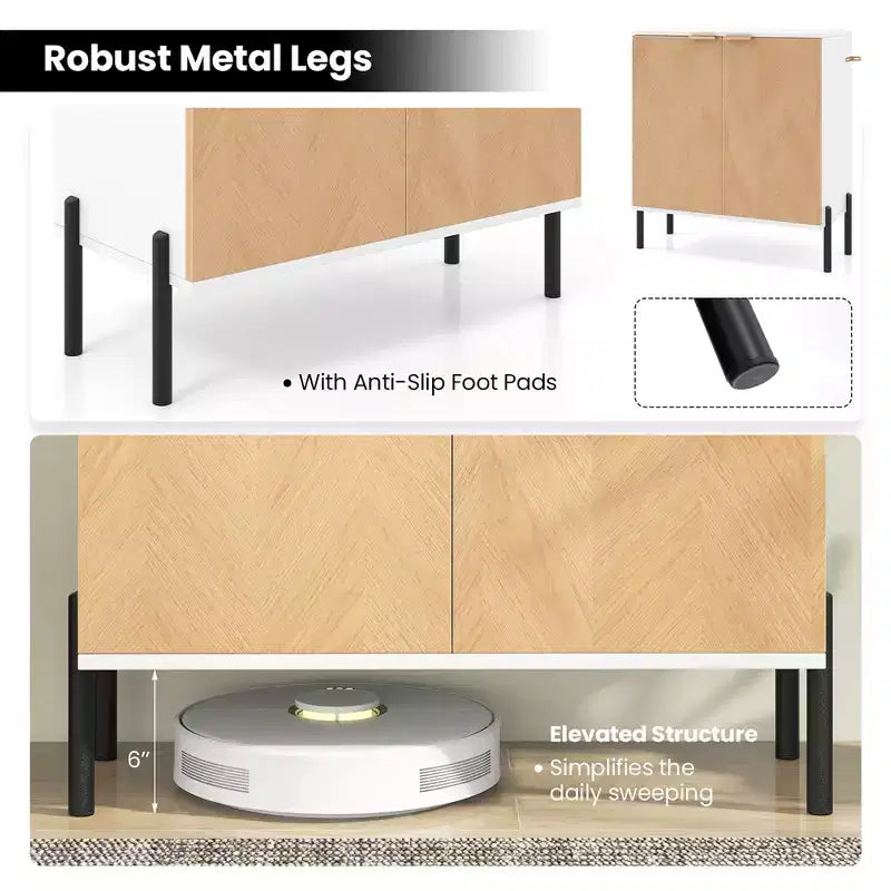 Costway Credenza a 2 ante con Ripiano, Gambe in Metallo e Kit Anti-ribaltamento