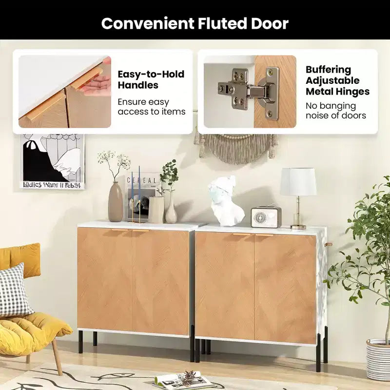 Costway Credenza a 2 ante con Ripiano, Gambe in Metallo e Kit Anti-ribaltamento