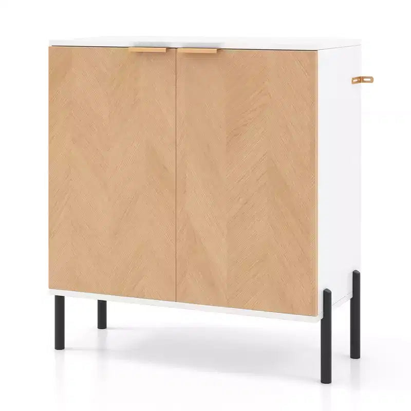 Costway Credenza a 2 ante con Ripiano, Gambe in Metallo e Kit Anti-ribaltamento