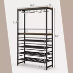 Costway Porta Bottiglie 32 Posti Rustico da Terra con Portabicchieri