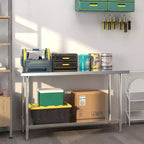 Costway 24 x 60 Tavolo da Lavoro in Acciaio Inossidabile per Cucina con Ruote Argento