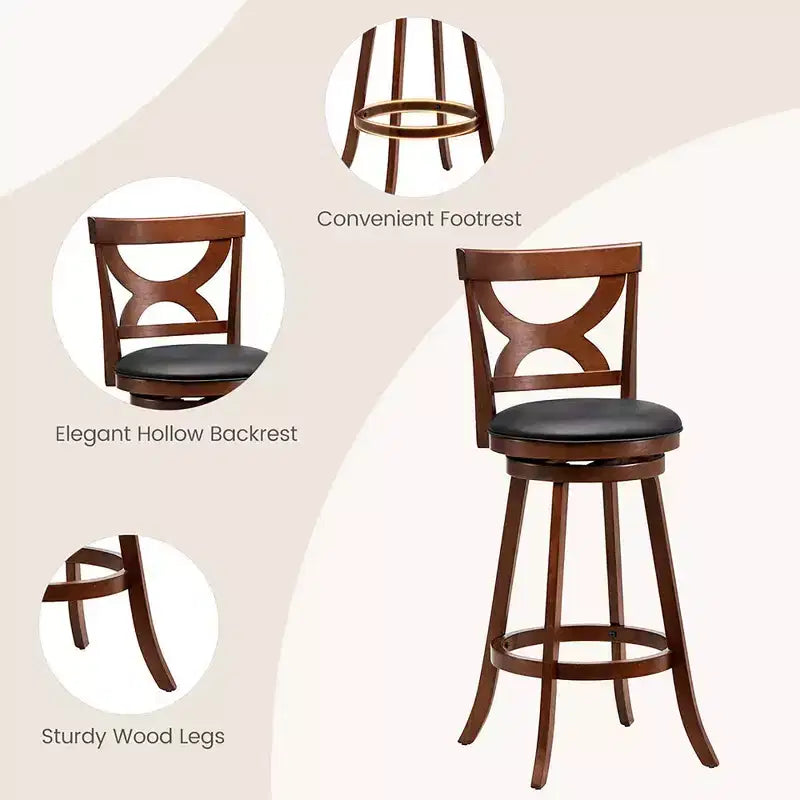 Costway Set 2 Sgabelli da Bar Girevoli a 360° Altezza Bar con Sedile Imbottito in Ecopelle PVC