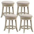 Costway 24 Swivel Bar Stools Set of 4 Round Counter Height Barstools w/ Wooden Frame