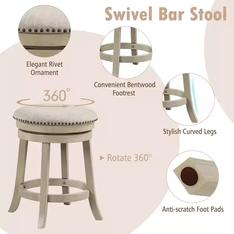 Sgabelli da Bar Girevoli Costway da 24 Pollici, Set da 4 Sgabelli da Bancone Rotondi con Struttura in Legno