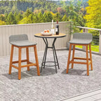 Set di 2 sgabelli da bar Costway in legno massello di acacia, sedie da patio in rattan altezza bar per portico