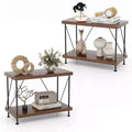 Costway 2PCS 2-Tier Multipurpose Display Rack Freestanding Bookshelf w/ Metal Frame Walnut
