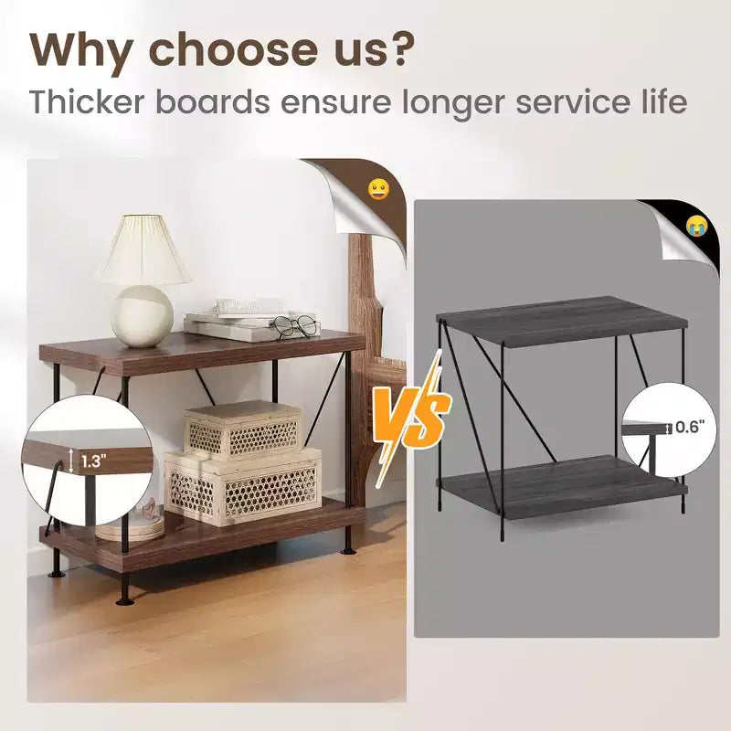 Costway 2PZ Scaffale a 2 Livelli Multiuso con Struttura in Metallo Noce