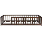TUYOHW Letto a Pavimento per Bambini Misura Doppia, Moderno Letto Montessori in Legno con Sponde di Sicurezza Rialzate per Camera da Letto
