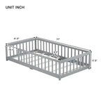 TUYOHW Letto a Pavimento per Bambini Misura Doppia, Moderno Letto Montessori in Legno con Sponde di Sicurezza Rialzate per Camera da Letto