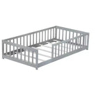 TUYOHW Letto a Pavimento per Bambini Misura Doppia, Moderno Letto Montessori in Legno con Sponde di Sicurezza Rialzate per Camera da Letto