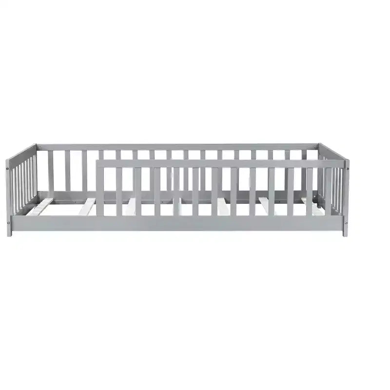 TUYOHW Letto a Pavimento per Bambini Misura Doppia, Moderno Letto Montessori in Legno con Sponde di Sicurezza Rialzate per Camera da Letto