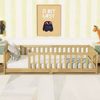 TUYOHW Letto a Pavimento per Bambini Misura Doppia, Moderno Letto Montessori in Legno con Sponde di Sicurezza Rialzate per Camera da Letto