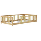 TUYOHW Letto a Pavimento per Bambini Misura Doppia, Moderno Letto Montessori in Legno con Sponde di Sicurezza Rialzate per Camera da Letto
