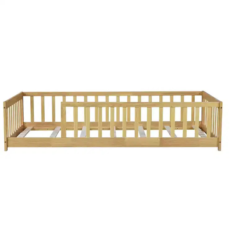TUYOHW Letto a Pavimento per Bambini Misura Doppia, Moderno Letto Montessori in Legno con Sponde di Sicurezza Rialzate per Camera da Letto