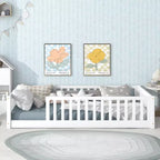 TUYOHW Letto a Pavimento per Bambini Misura Doppia, Moderno Letto Montessori in Legno con Sponde di Sicurezza Rialzate per Camera da Letto