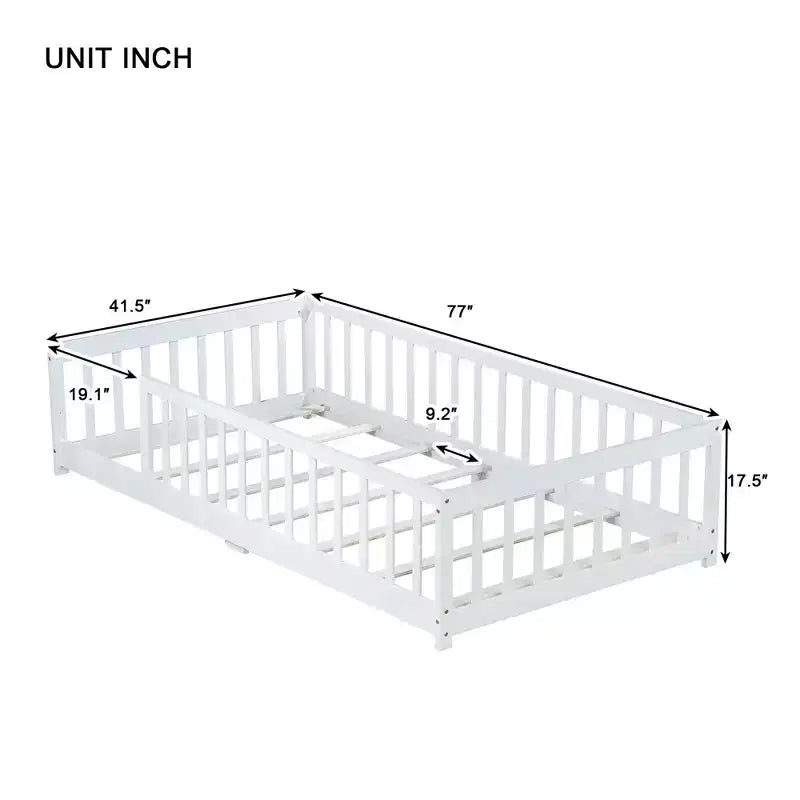 TUYOHW Letto a Pavimento per Bambini Misura Doppia, Moderno Letto Montessori in Legno con Sponde di Sicurezza Rialzate per Camera da Letto