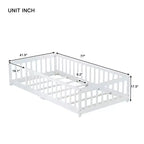 TUYOHW Letto a Pavimento per Bambini Misura Doppia, Moderno Letto Montessori in Legno con Sponde di Sicurezza Rialzate per Camera da Letto