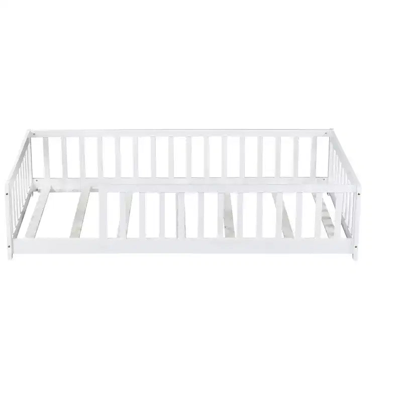 TUYOHW Letto a Pavimento per Bambini Misura Doppia, Moderno Letto Montessori in Legno con Sponde di Sicurezza Rialzate per Camera da Letto