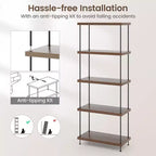 Costway Scaffale Espositore Multiuso a 5 Ripiani con Struttura in Metallo Noce, Set da 2 Pezzi