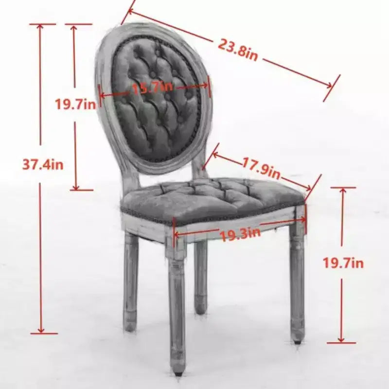 Sedie da pranzo francesi set da 2, sedia da pranzo con schienale rotondo, sedia da pranzo in PU pelle country stile rustico con gambe in legno