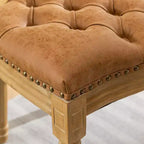 Sedie da pranzo francesi set da 2, sedia da pranzo con schienale rotondo, sedia da pranzo in PU pelle country stile rustico con gambe in legno