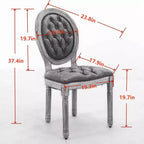 Sedie da pranzo francesi set da 2, sedia da pranzo con schienale rotondo, sedia da pranzo in PU pelle country stile rustico con gambe in legno