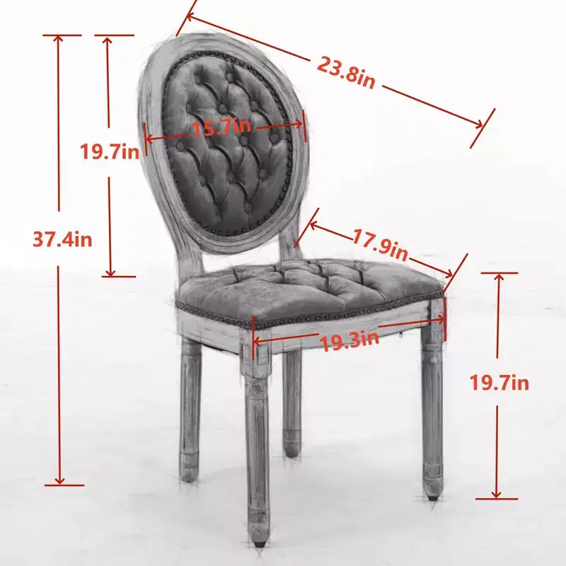 Sedie da pranzo francesi set da 2, sedia da pranzo con schienale rotondo, sedia da pranzo in PU pelle country stile rustico con gambe in legno