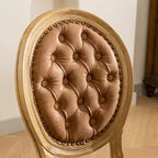 Sedie da pranzo francesi set da 2, sedia da pranzo con schienale rotondo, sedia da pranzo in PU pelle country stile rustico con gambe in legno