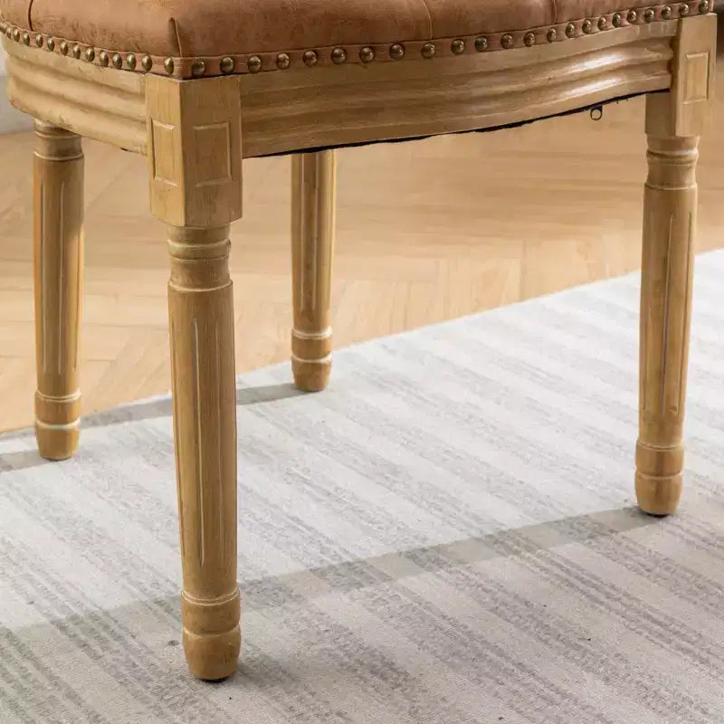 Sedie da pranzo francesi set da 2, sedia da pranzo con schienale rotondo, sedia da pranzo in PU pelle country stile rustico con gambe in legno