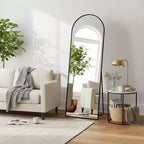 MAYEERTY 56 pollici Specchio intero ad arco con cornice in lega di alluminio da terra con supporto per soggiorno, oro