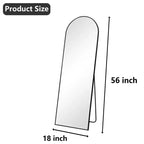 MAYEERTY 56 pollici Specchio intero ad arco con cornice in lega di alluminio da terra con supporto per soggiorno, oro