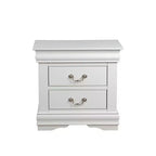 Comodino in legno Royal Hampton a 2 cassetti con maniglie a sospensione in metallo e piedini a staffa, bianco