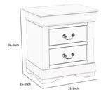 Comodino in legno Royal Hampton a 2 cassetti con maniglie a sospensione in metallo e piedini a staffa, bianco