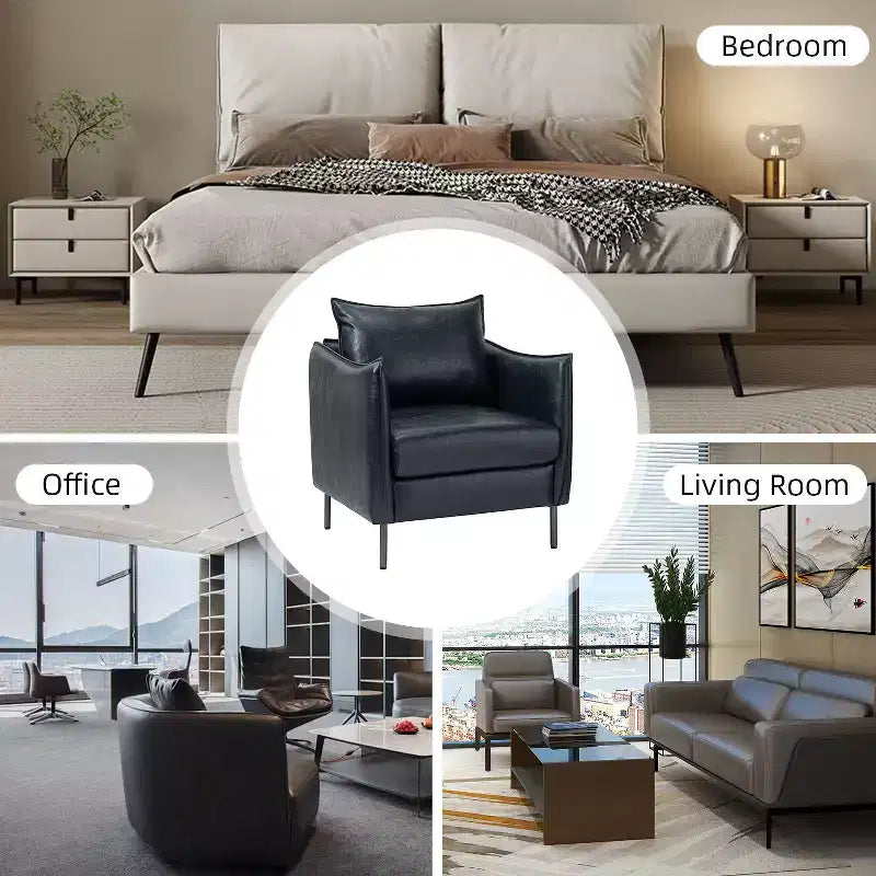 Poltrona Georges moderna in pelle vegana con braccioli unici, set da 2|ARTFUL LIVING DESIGNS