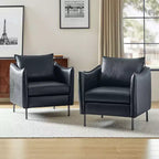 Poltrona Georges moderna in pelle vegana con braccioli unici, set da 2|ARTFUL LIVING DESIGNS