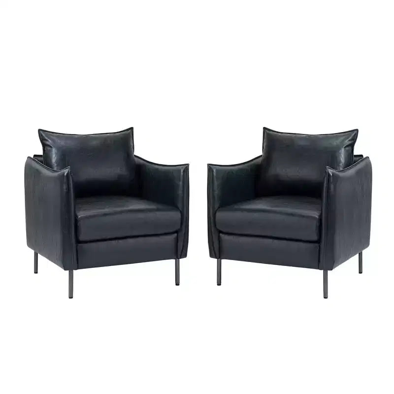Poltrona Georges moderna in pelle vegana con braccioli unici, set da 2|ARTFUL LIVING DESIGNS