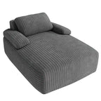 Poltrona Chaise longue Balconera da 122 cm per interni, imbottita in velluto a coste, divano letto senza ossatura, nessun montaggio richiesto, grigia