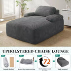 Poltrona Chaise longue Balconera da 122 cm per interni, imbottita in velluto a coste, divano letto senza ossatura, nessun montaggio richiesto, grigia