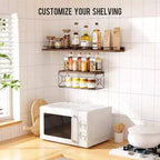 Mensole galleggianti da parete set da 3 con portarotolo in metallo marrone per bagno, camera da letto, soggiorno, cucina, ufficio, decorazione da parete, decorazione scaffale